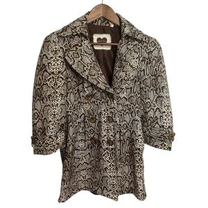 Heart Soul Snake Print Long Blazer/Trench Coat/Jacket 3/4 Sleeve Size S